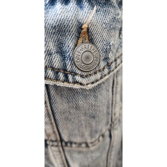 Y2k FREE PEOPLE Urban Cow Boy Girl Distressed Denim Jean Jacket  Rumors S Women - Picture 6 of 6